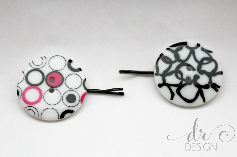 Black and White Button Bobby Pins image 1