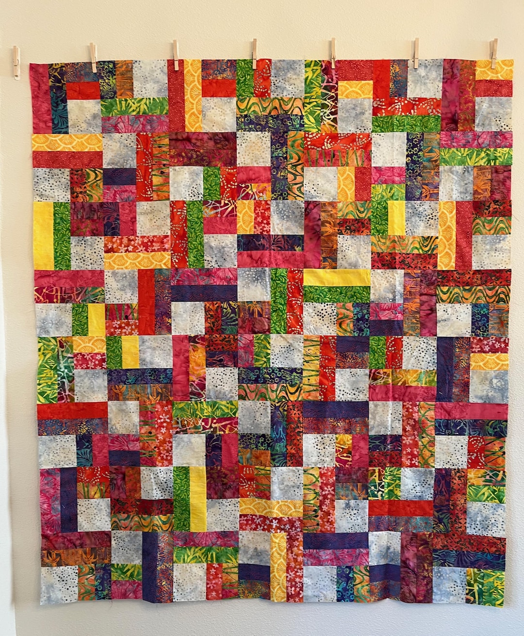 Bright Colored Infinite Quilt Top: Cotton Lap Size, 55