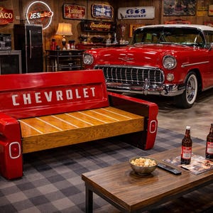67-72 Truck tailgate bench mancave decor garage furniture outdoor