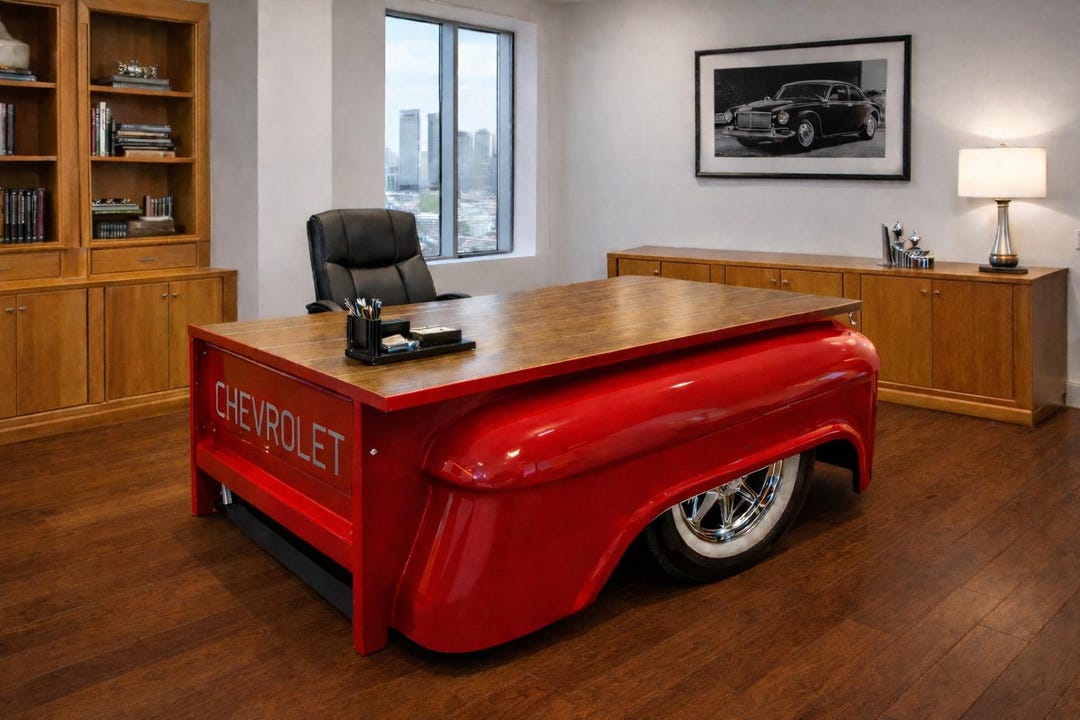 Hiroyuki　TRUCK FURNITURE DESK Desk Office Desk Truck Bed Mancave Decor Garage Furniture Office