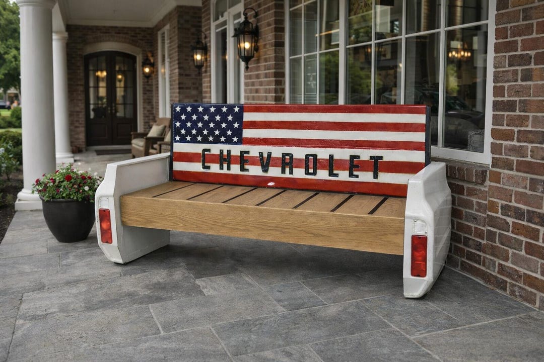 Bench American Flag Bench. American Decor. Tailgate Flag. Mancave