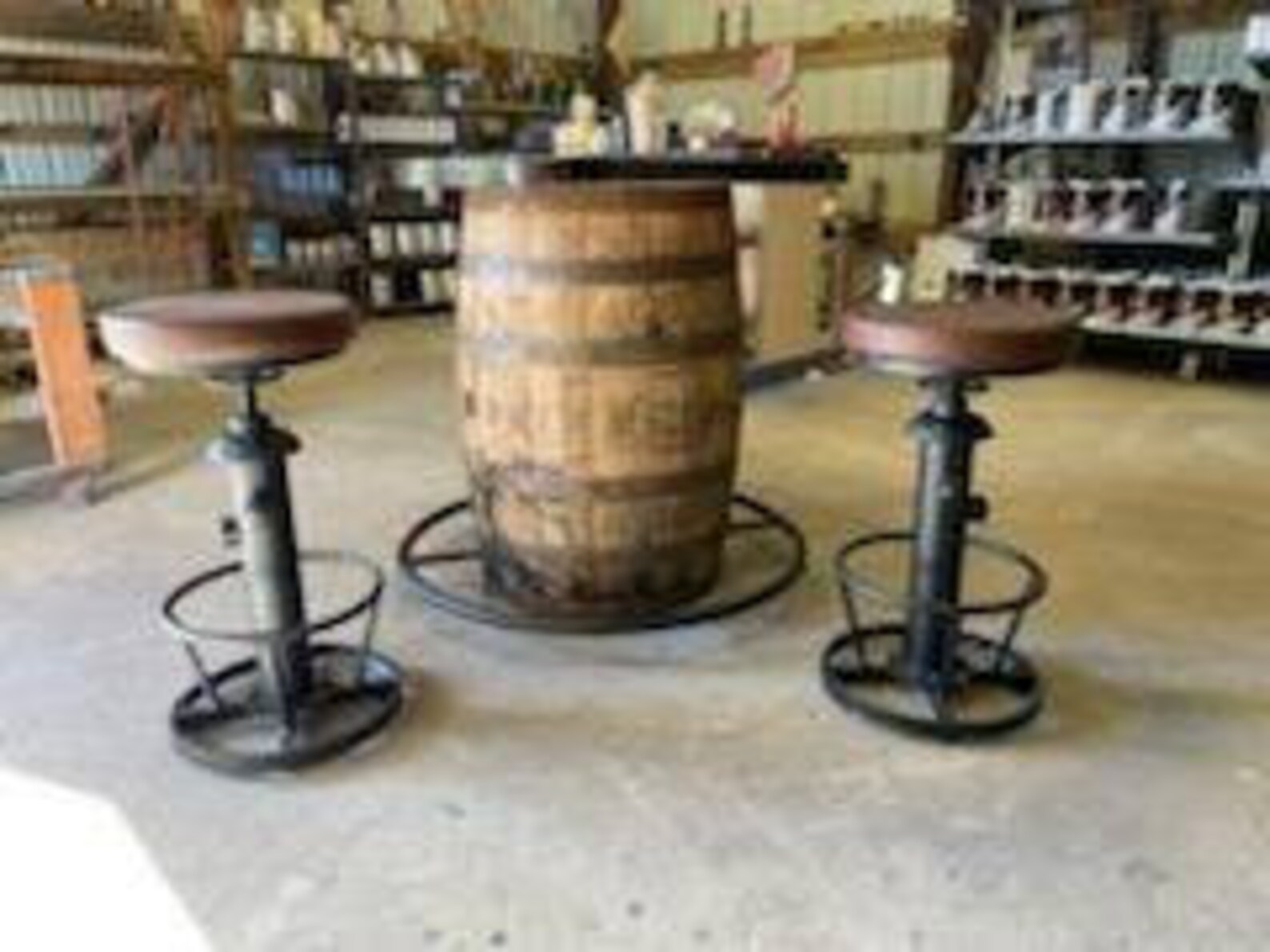 Whiskey Barrel Table With Stools Etsy