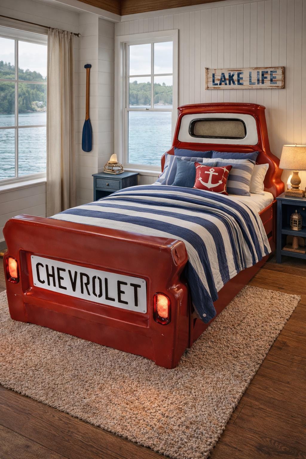 Twin Truck Bed Kids Room Garage Furniture Mancave Decor Car Bed