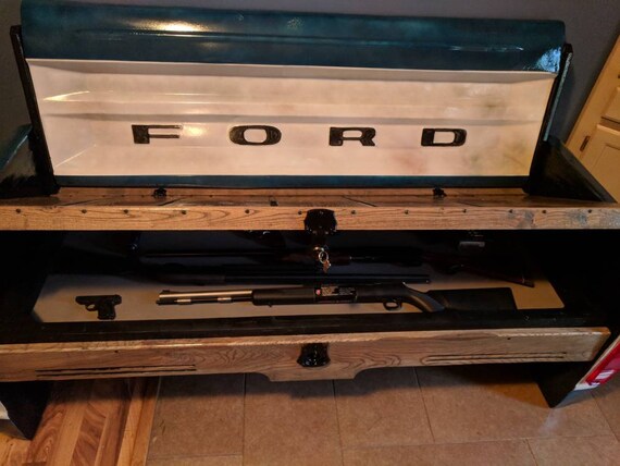 Gun Cabinet Truck Bench Mancave Decor Garage Furniture Office Etsy