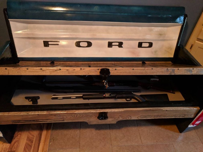 Gun Cabinet Truck Bench Mancave Decor Garage Furniture Office Etsy
