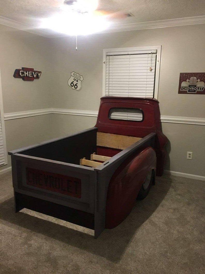 Twin truck bed garage furniture bedroom decor kids child