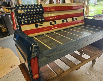 Bench American flag bench.   American decor.  Tailgate flag.   Mancave decor