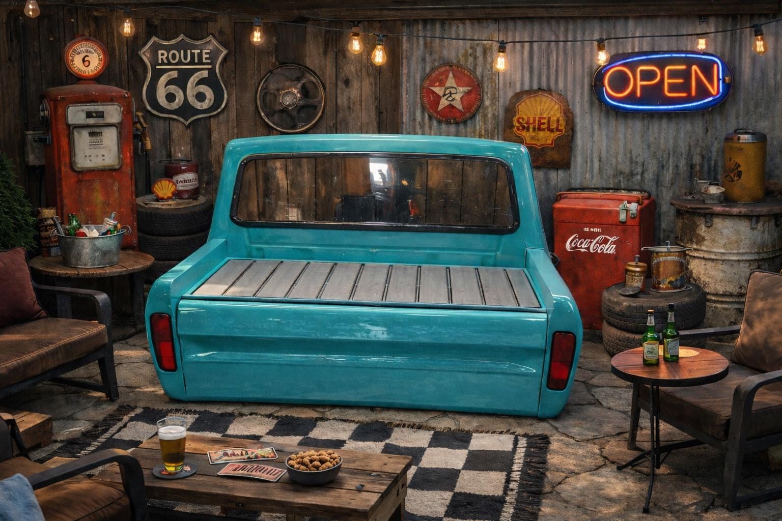 1973 Truck Bench Mancave Garage Tailgate With Cab. THIS THING is
