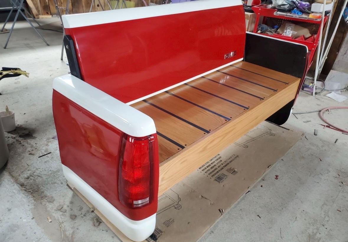 Obs Bench Truck Tailgate Bench Mancave Decor Garage Furniture