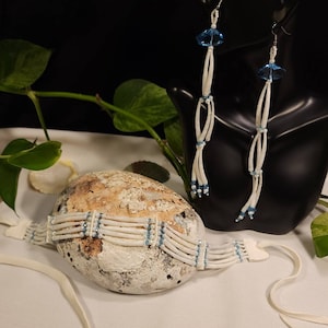 Extremely Unique Blue Swarovski Crystal and Dentalium Choker & Earrings Set!! Just Stunning!!