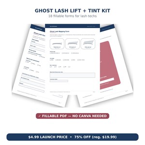 Ghost Lash Lift + Tint Kit | Fillable PDF, No Canva Needed | Lash Tech Forms Bundle: Consent, Mapping, Patch Test, Aftercare
