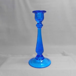 Tall Blue Candle Stick 9&quot; Single Candlestick Candle Holder Country Farmhouse