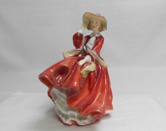 Royal Doulton Top 'O The Hill HN1834 Figurine Retired Leslie Harradine Red Dress 7" tall