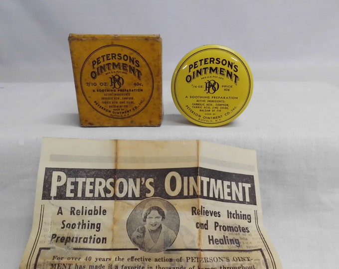 Pterson Form Insert Peterson's Ointment Tin FULL in Original Box With Insert 7/10 Oz 40 ...