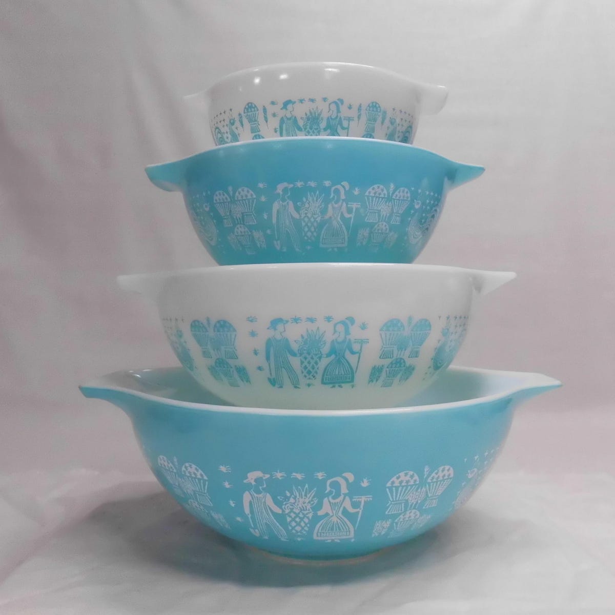 Vintage Pyrex Butterprint Turquoise Cinderella Nesting Bowls Complete Set 444 443 442 441 Country Farmhouse Mixing Bowls - Etsy
