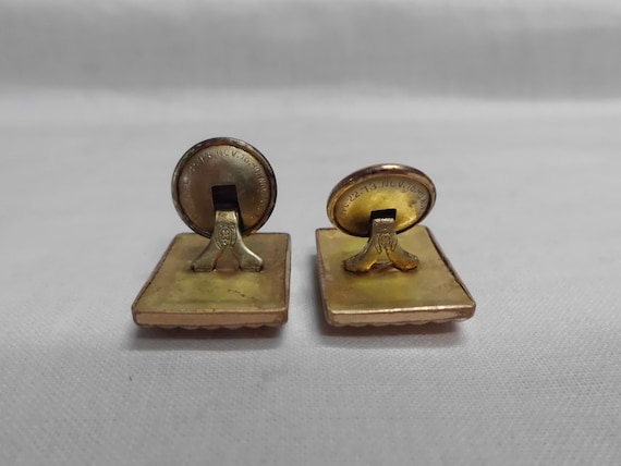 Antique Cufflinks Rose & Yellow Gold Plated  Hall… - image 3