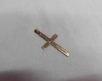 Etched 10k Gold Vintage Cross Pendant