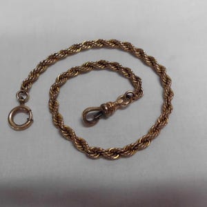 Antique Gold Watch Chain 1/10 Gold Filled 11&quot; Long Rope Twist