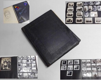 US Army Scrapbook Full of Photos & Souvenirs Vintage 1950 Photo Album 15" x 12" / 31 Pages Plus