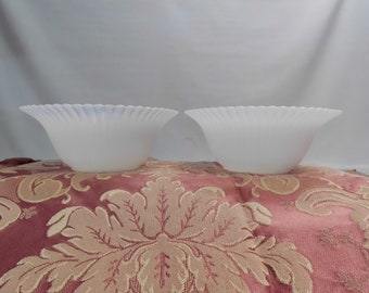 Antique Opalescent Ribbed Petticoat Glass Lamp Shades 2.5" Fitter Matching Pair