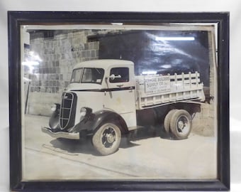 1936 Real Photo Studebaker Dump Truck Kenmore Building Supply NY Vintage Photography Man Cave Wall Art