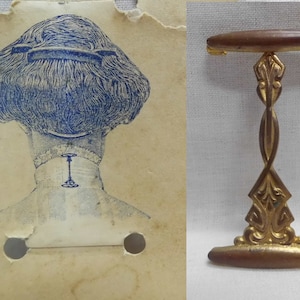 Antike Walze Gold Platte Kragen Pins auf Original Karte Ungewöhnliche Jugendstil Doppel Dessous Pin Um den Kragen gerade zu halten Reenactment Accessoire