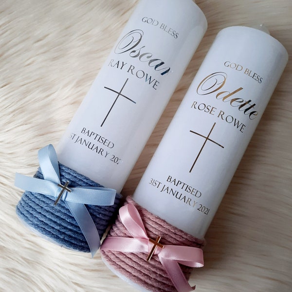 Personalised Baptism Candle & Stole pack- Odette Design, suitable for both boys and girls. Customised for Naming days, Christenings etc.