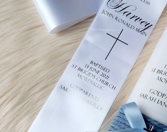 Personalised Baptism Stole - Odette Design, suitable for both boys and girls. Customised for Naming days, Christenings etc.