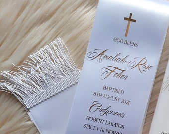 Personalised Baptism  Stole - Penelope Design, suitable for both boys and girls. Customised for Naming days, Christenings etc.