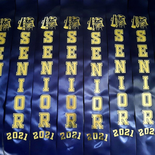 Personalized Cheer Senior PRINTED sash in your choice of color