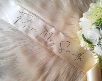 Custom bride to be  Future Mrs Personalized Bachelorette Bride Sash - Any Color sash and print