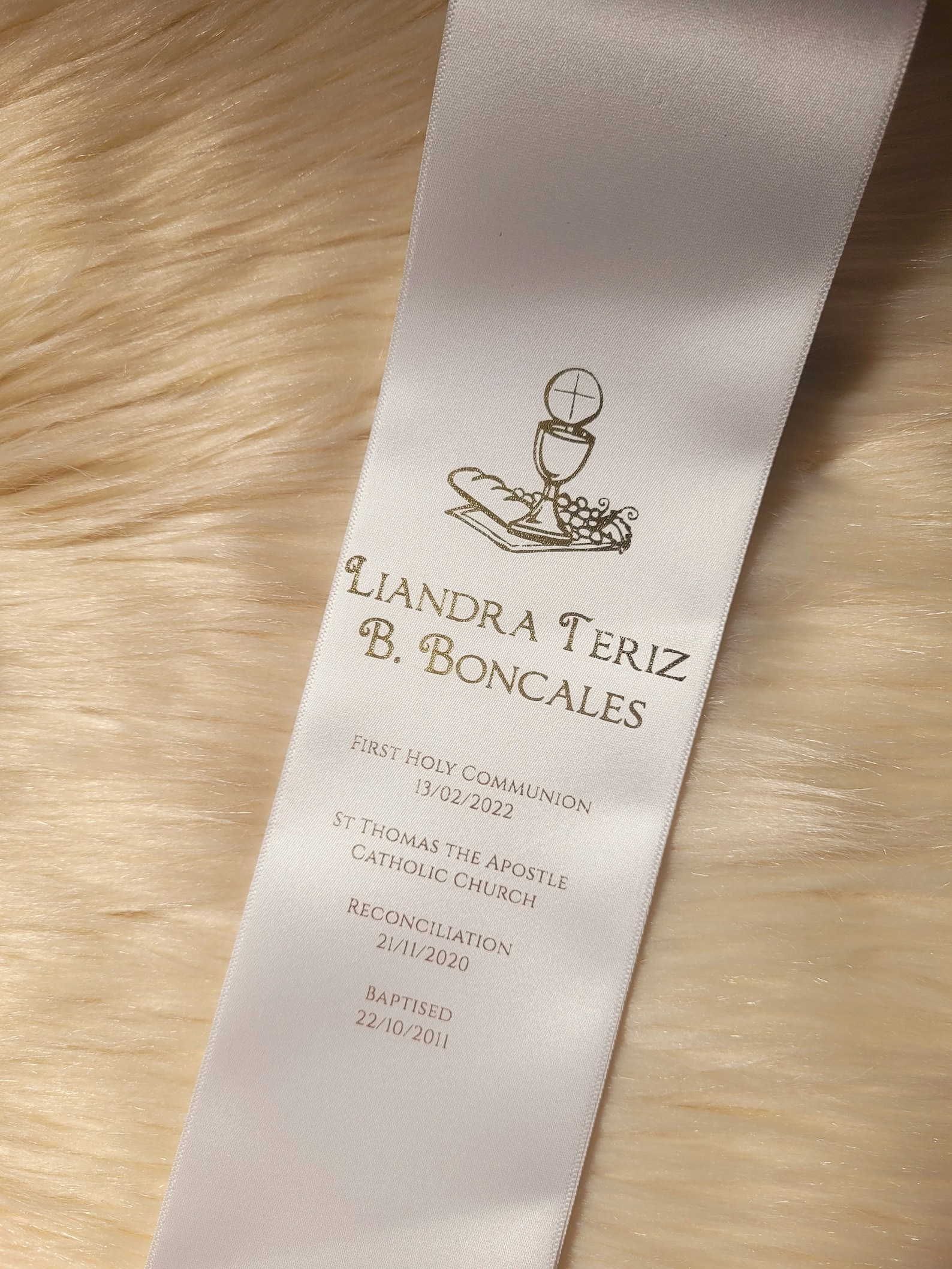 Personalised First R Communion Stole Personalized Communion Stole With Metallic Gold Print - Etsy