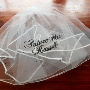 Personalized bachelorette hens party veil with glitter wording image 3