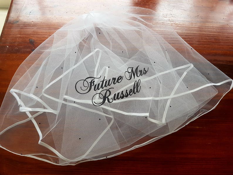 Personalized bachelorette hens party veil with glitter wording image 3