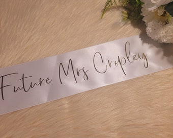 Custom bride to be  Future Mrs Personalized Bachelorette Bride Sash - Any Color sash and print