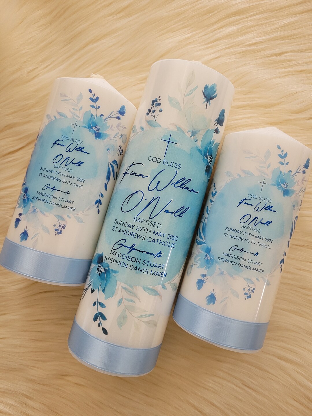 Personalised Baptism Candle & Stole Pack Christian Design, Suitable for