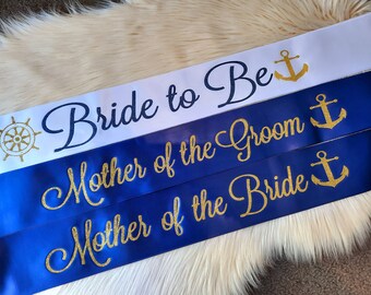 Glitter Navy Bride Sash - Your choice of sash and print color!