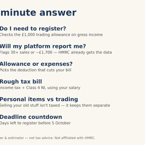 Side Hustle Tax Checker UK 2025/26, Do I Need to Tell HMRC? Etsy, eBay, Vinted Seller Spreadsheet image 2