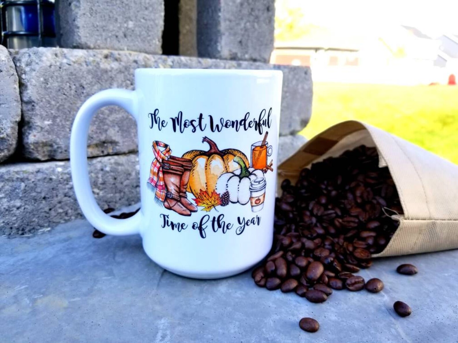 Fall Themed Coffee Mug/15 Ounces/the Most Wonderful Time of Etsy