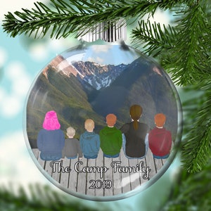 Beveled Edge mountain view Family Christmas Ornament Landscape Orientation Double Sided Aluminum Custom Printed