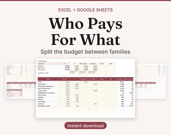 Reparto del presupuesto de la boda: ¿Quién paga qué? Registro de gastos familiares (Excel/Google Sheets)