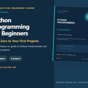 Python for Beginners Ebook PDF | 44 Chapters, 8 Projects & Printable Workbook