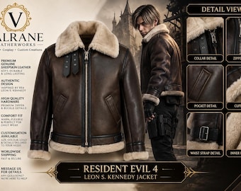 Leon S Kennedy Leather Jacket – Resident Evil RE4 Genuine Sheepskin Leather B3 Flight Cosplay Unisex