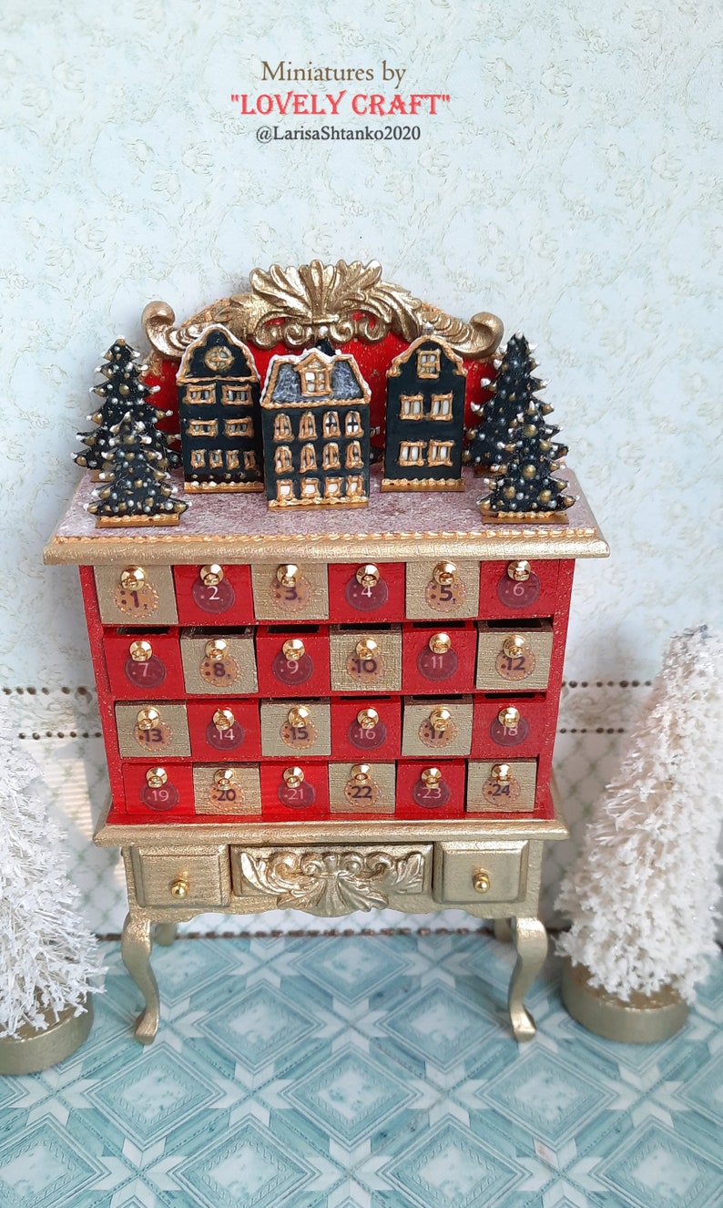 Advent calendar. Musical. Handcrafted miniature. Dollhouse Etsy