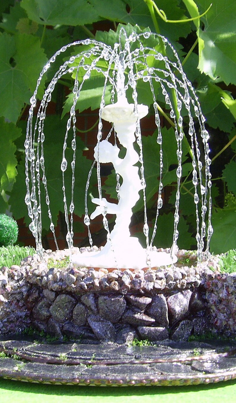 Miniature fountain with LEDs illumination and with green Etsy