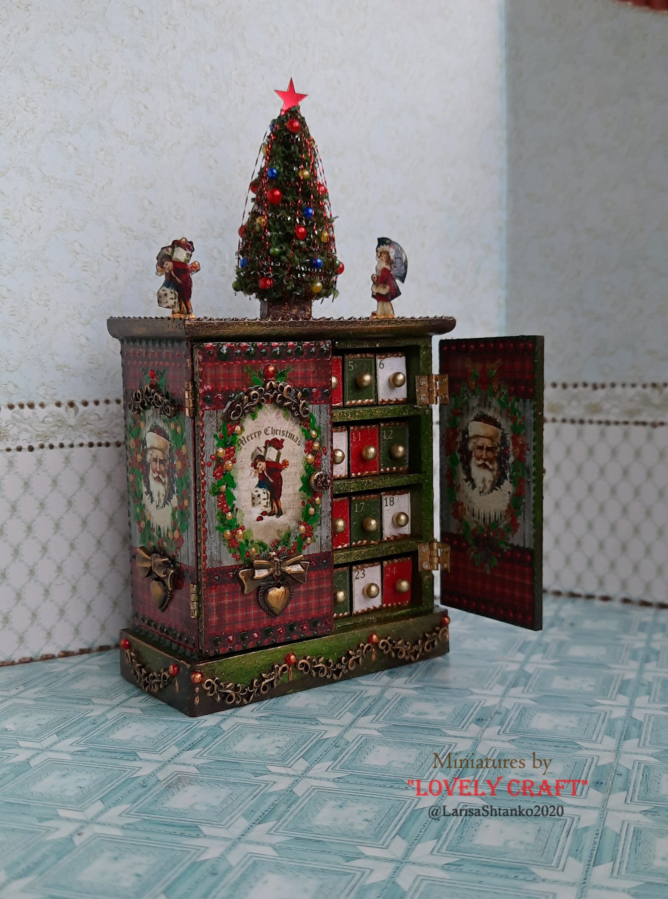 Advent calendar. Musical. Handcrafted miniature. Dollhouse Etsy
