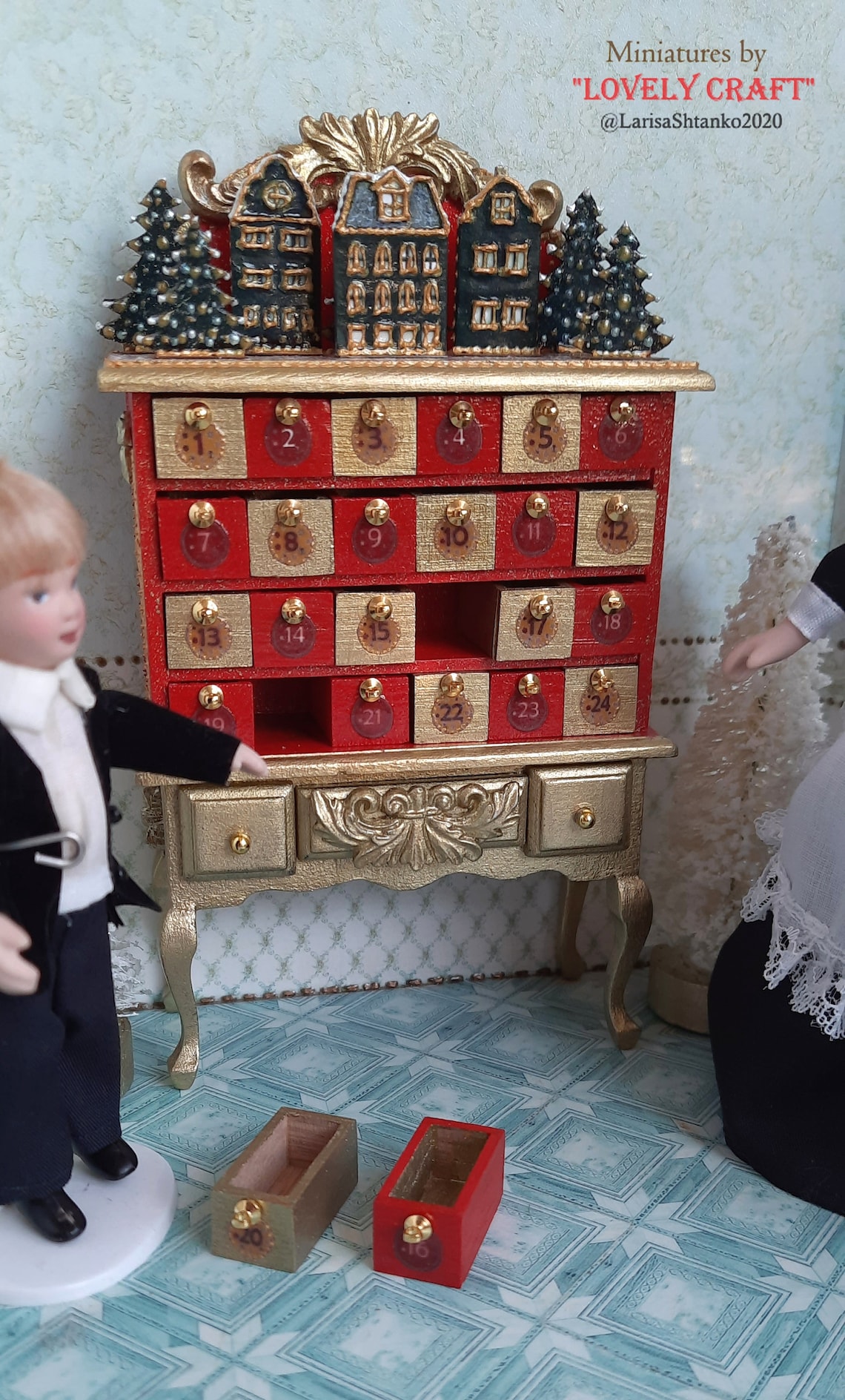 Advent calendar. Musical. Handcrafted miniature. Dollhouse Etsy