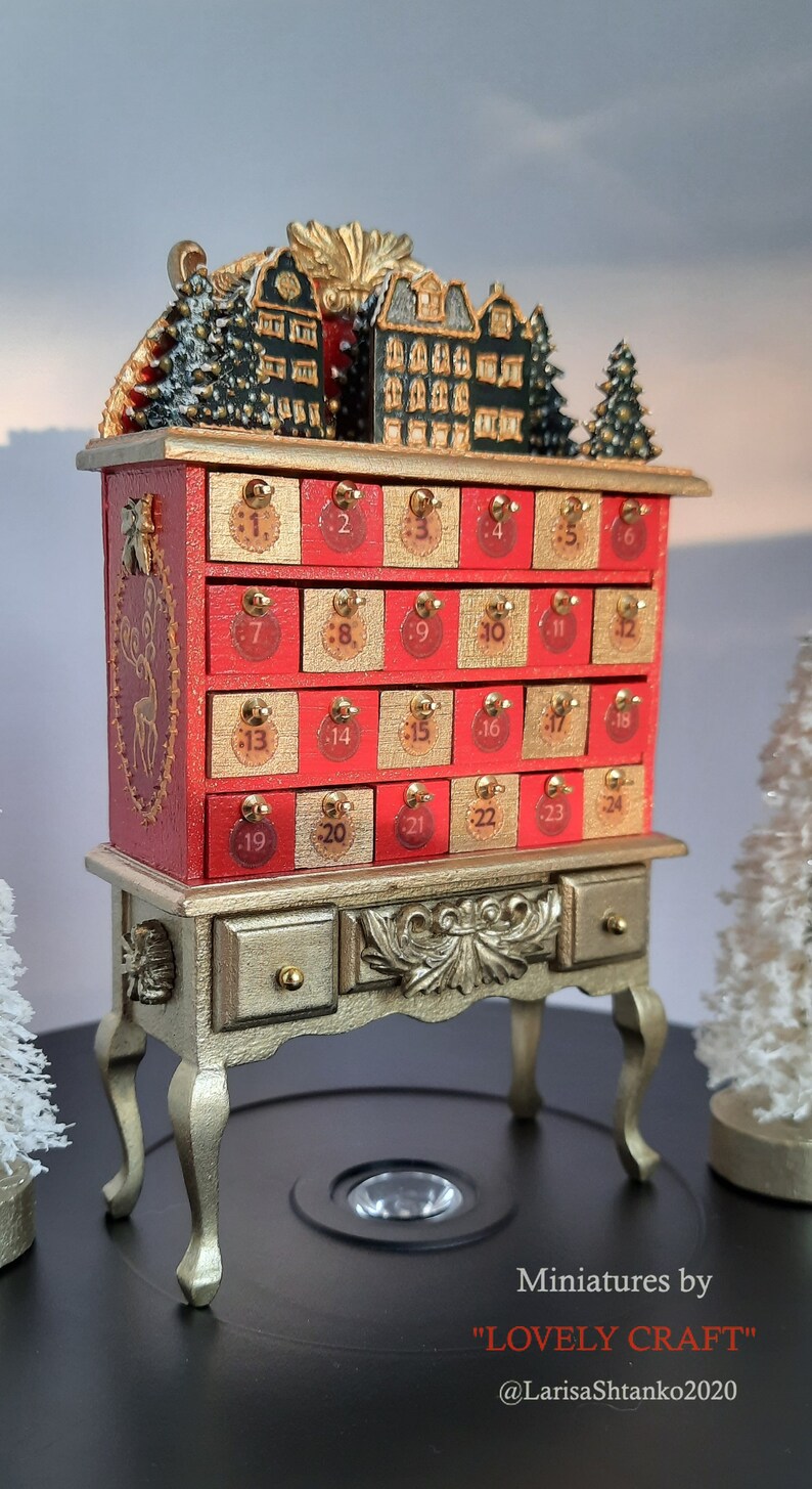 Advent calendar. Musical. Handcrafted miniature. Dollhouse Etsy