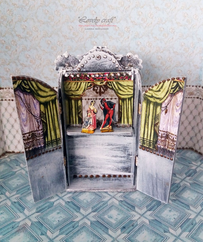 Paper Theater Antique . Dolls house miniature. Handcrafted | Etsy