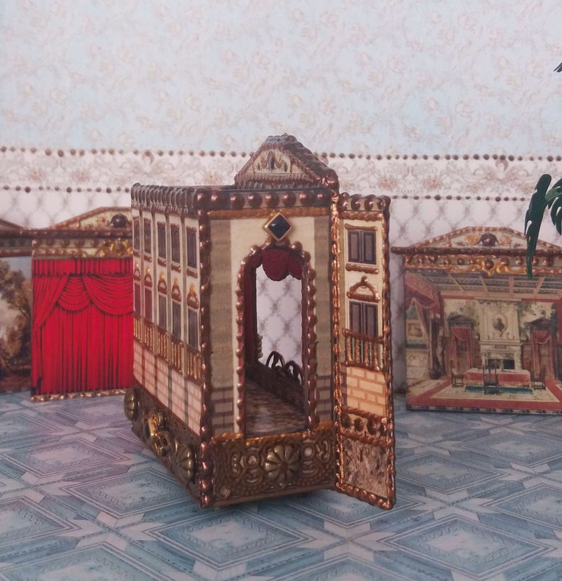 Puppet theater for Dollhouse For doll House Dolls house miniature toy theatre 1:12 Handcrafted miniature Paper theater